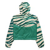 Luxe Soulstar Women’s Teal Zebra Print Cropped Windbreaker