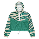 Luxe Soulstar Women’s Teal Zebra Print Cropped Windbreaker