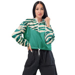 Luxe Soulstar Women’s Teal Zebra Print Cropped Windbreaker