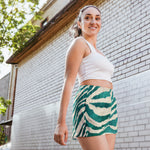 Luxe Soulstar Women’s Teal Zebra Print Athletic Shorts