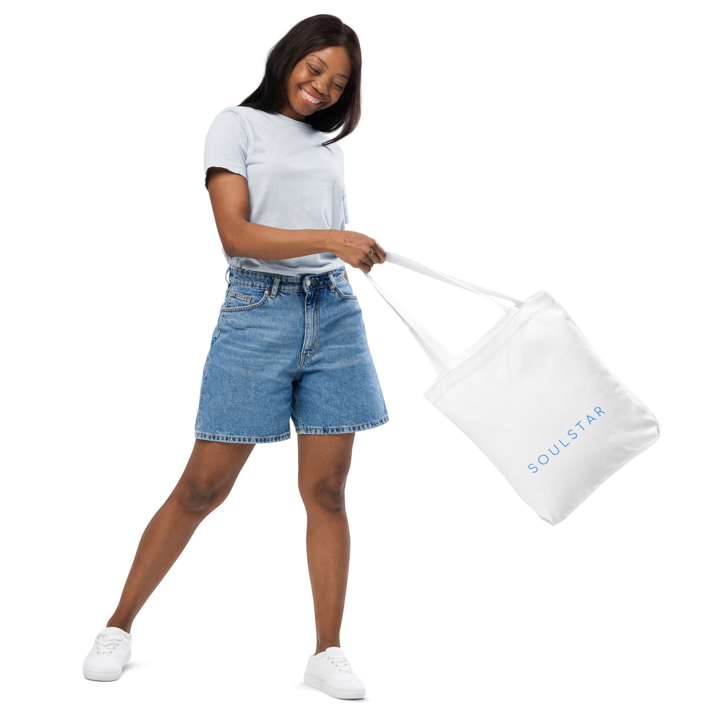Luxe Soulstar Aqua Cotton Tote Bag