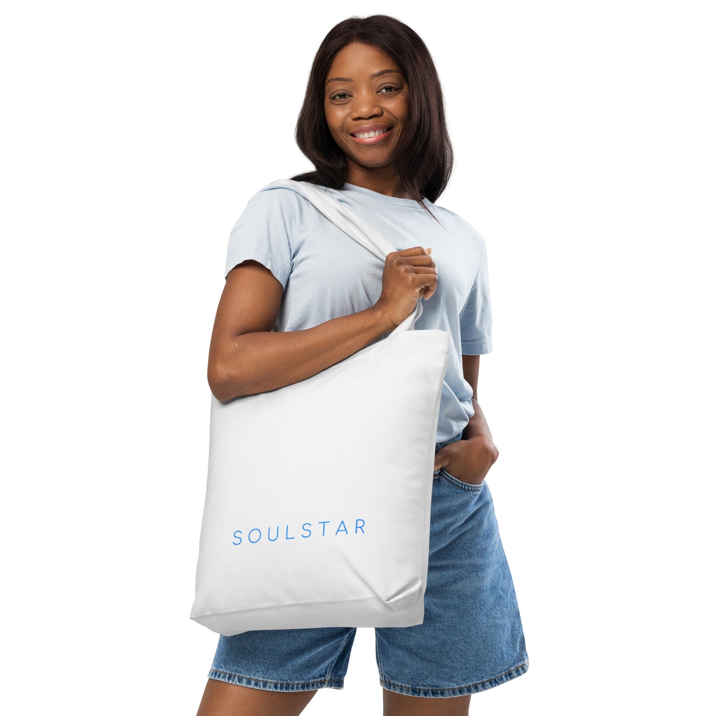 Luxe Soulstar Aqua Cotton Tote Bag