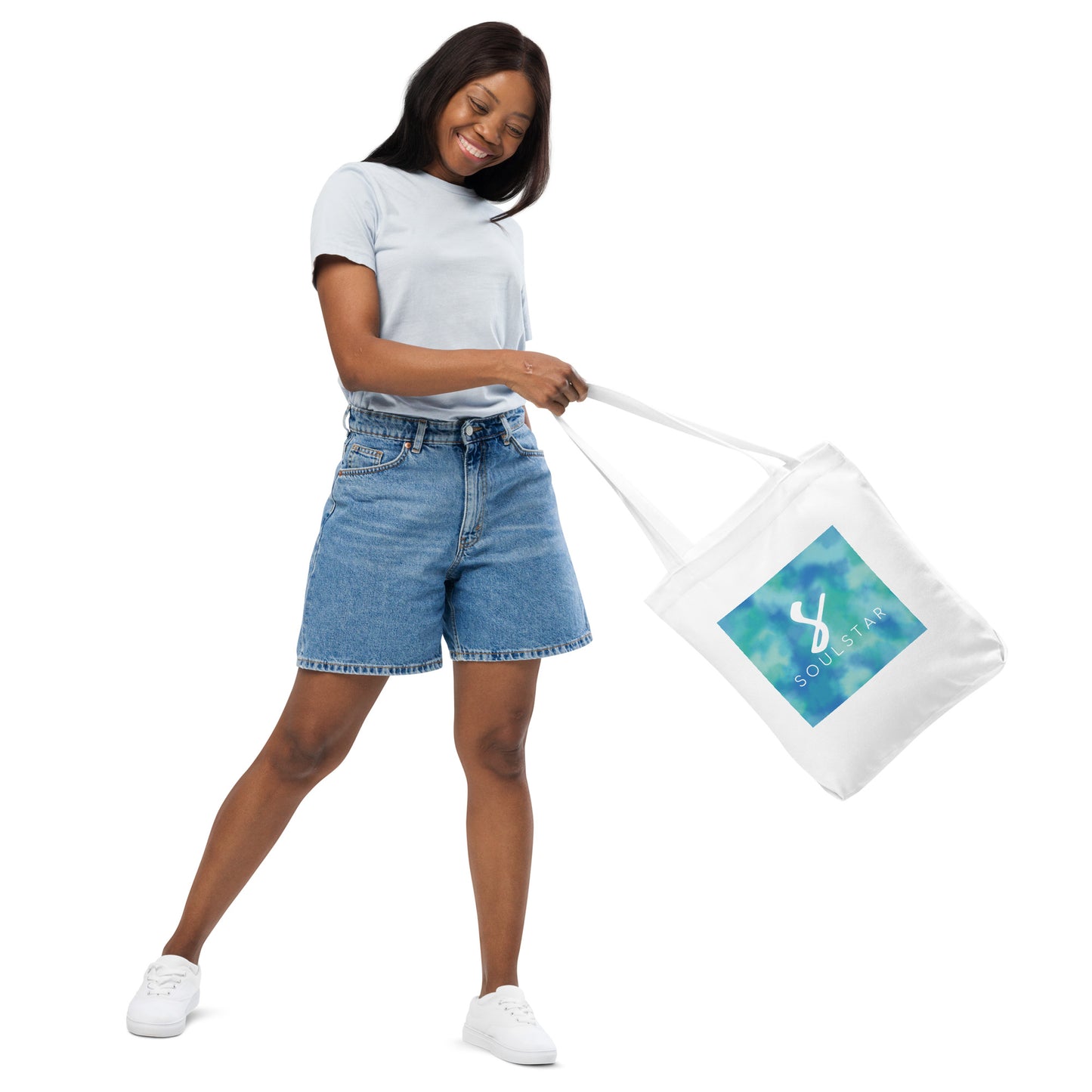Luxe Soulstar Aqua Cotton Tote Bag