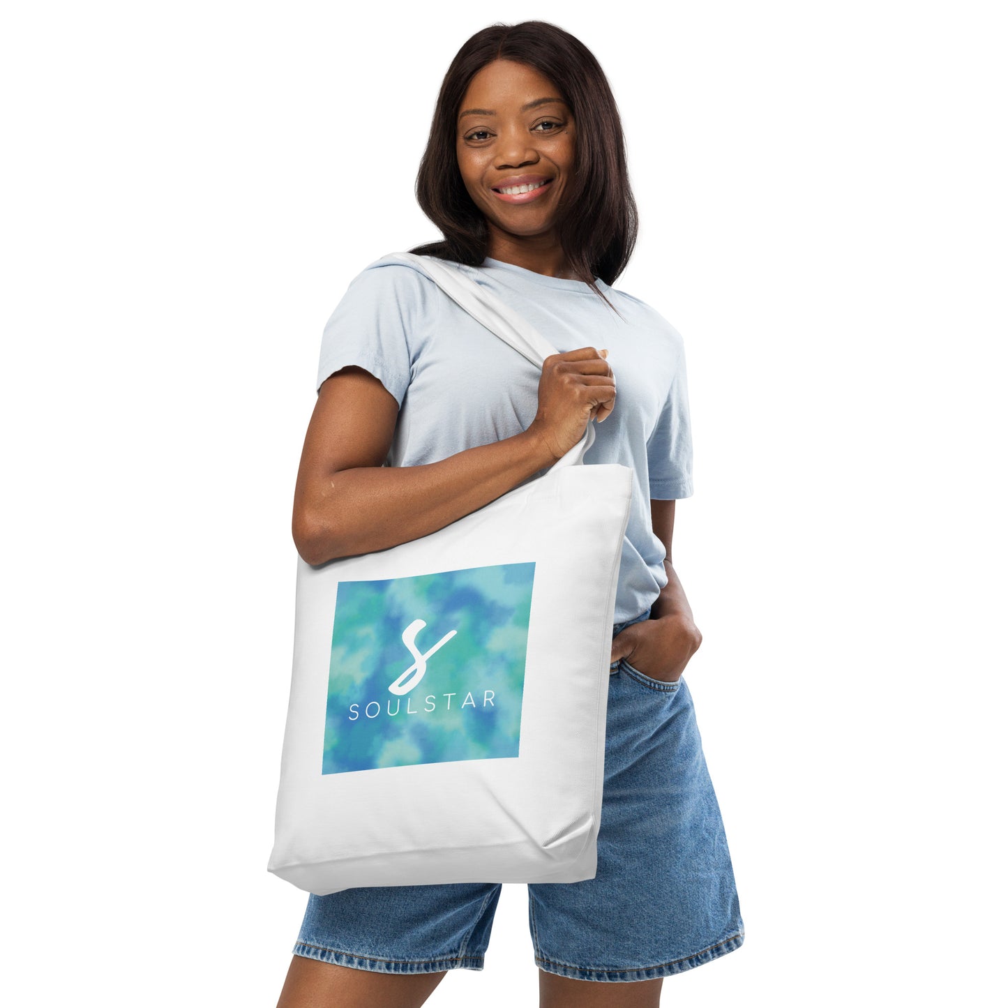 Luxe Soulstar Aqua Cotton Tote Bag