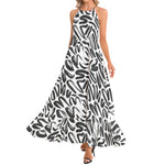 Luxe Soulstar B&W Brushstrokes Halter Neck Maxi Dress