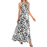 Luxe Soulstar B&W Brushstrokes Halter Neck Maxi Dress