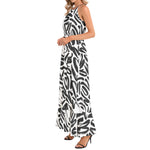 Luxe Soulstar B&W Brushstrokes Halter Neck Maxi Dress