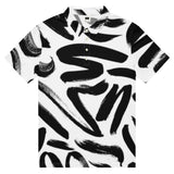 Luxe Soulstar Men’s B&W Brushstroke Slim Fit Polo