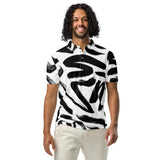 Luxe Soulstar Men’s B&W Brushstroke Slim Fit Polo