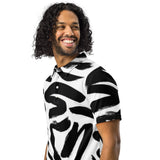 Luxe Soulstar Men’s B&W Brushstroke Slim Fit Polo