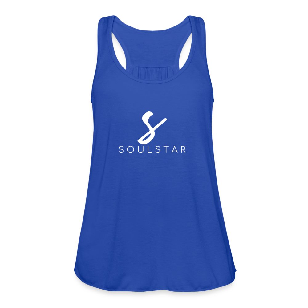 Luxe Soulstar in White Women's Flowy Tank Top - royal blue
