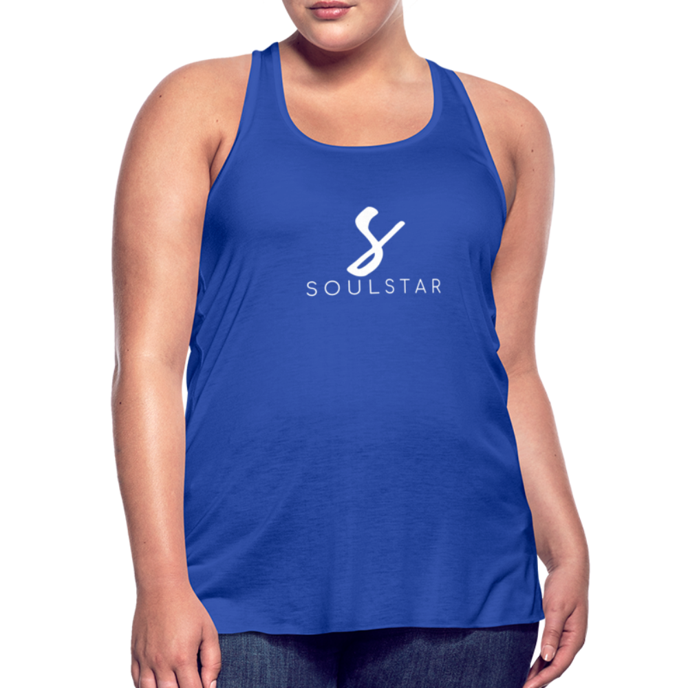 Luxe Soulstar in White Women's Flowy Tank Top - royal blue