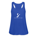 Luxe Soulstar in White Women's Flowy Tank Top - royal blue