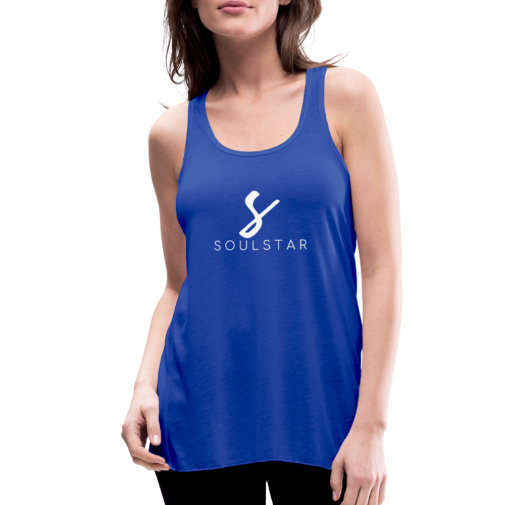 Luxe Soulstar in White Women's Flowy Tank Top - royal blue