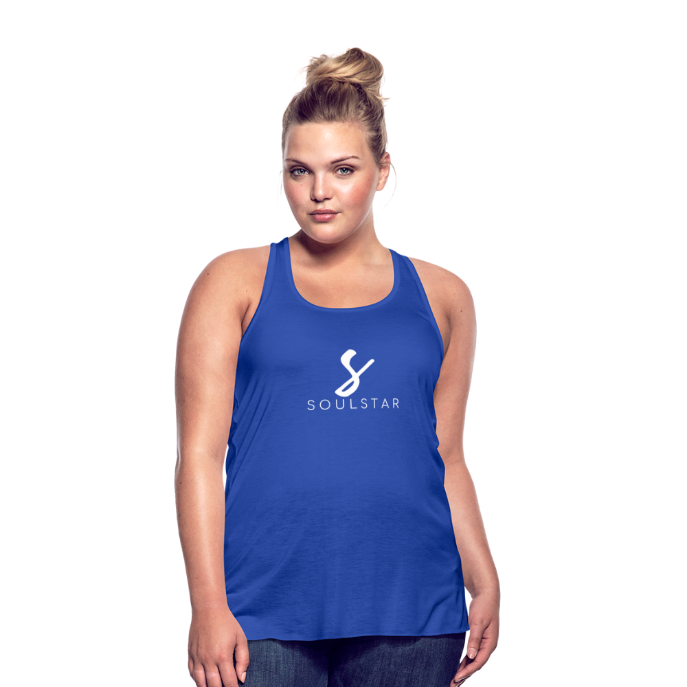 Luxe Soulstar in White Women's Flowy Tank Top - royal blue