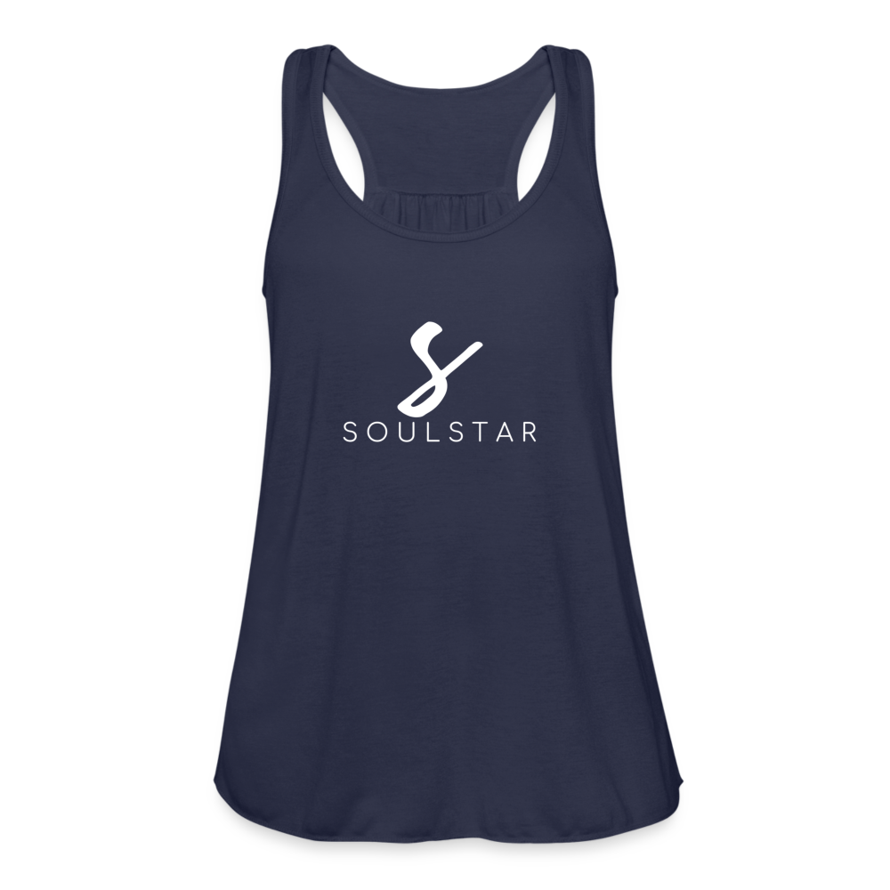 Luxe Soulstar in White Women's Flowy Tank Top - navy