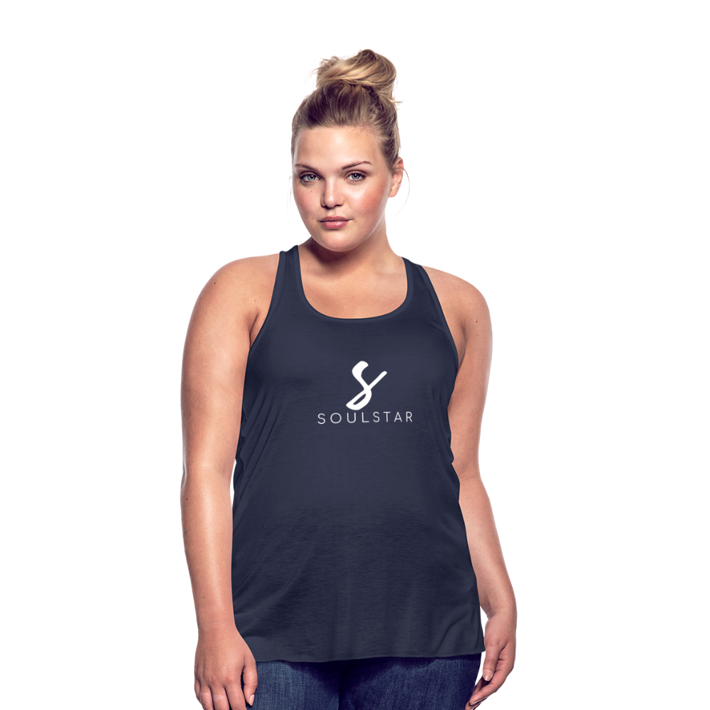Luxe Soulstar in White Women's Flowy Tank Top - navy