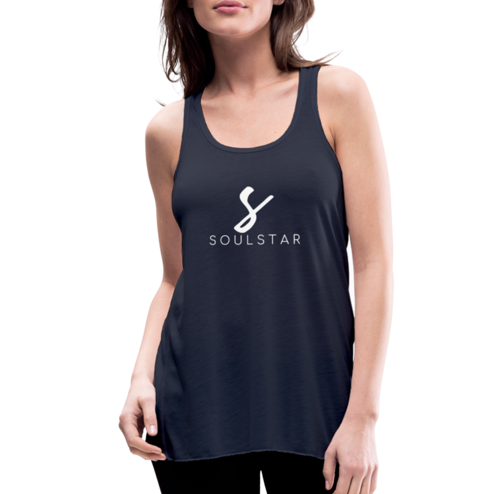 Luxe Soulstar in White Women's Flowy Tank Top - navy