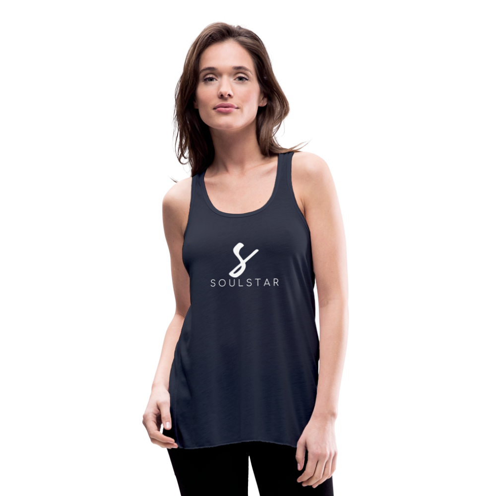 Luxe Soulstar in White Women's Flowy Tank Top - navy