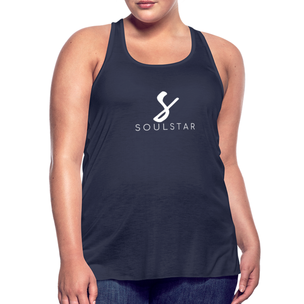 Luxe Soulstar in White Women's Flowy Tank Top - navy