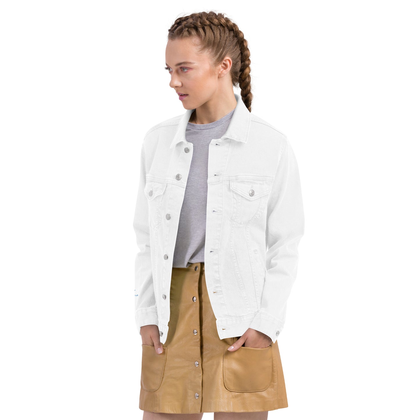 Luxe Soulstar Aqua Embroidered Denim Jacket