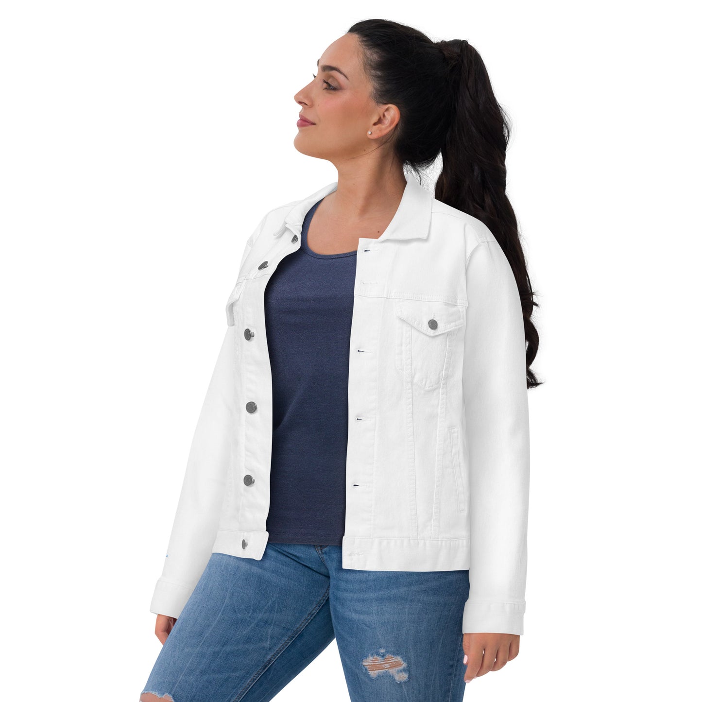 Luxe Soulstar Aqua Embroidered Denim Jacket
