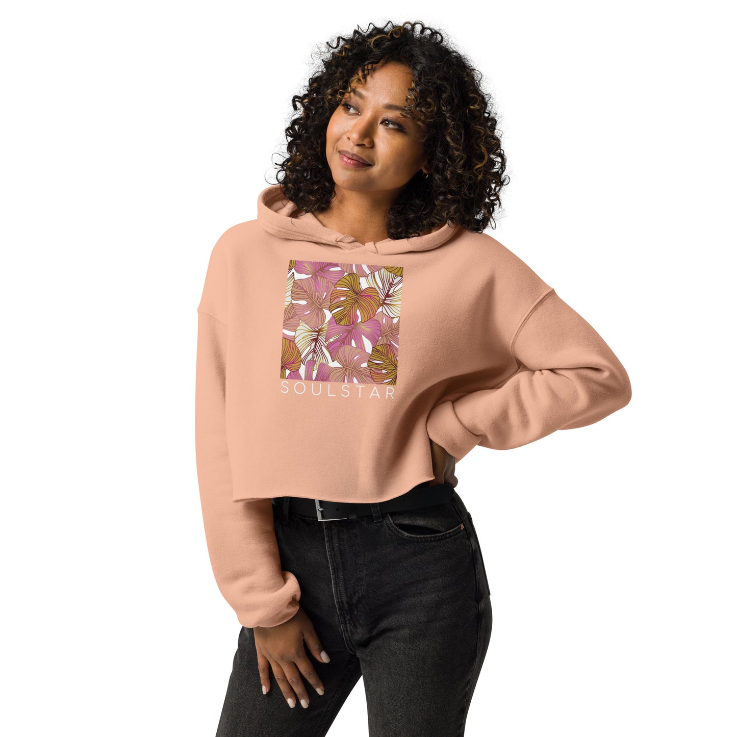 Luxe Soulstar Golden Leaves Cropped Hoodie