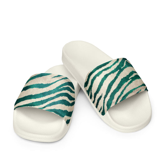 Luxe Soulstar Women's Teal Zebra Print Slides