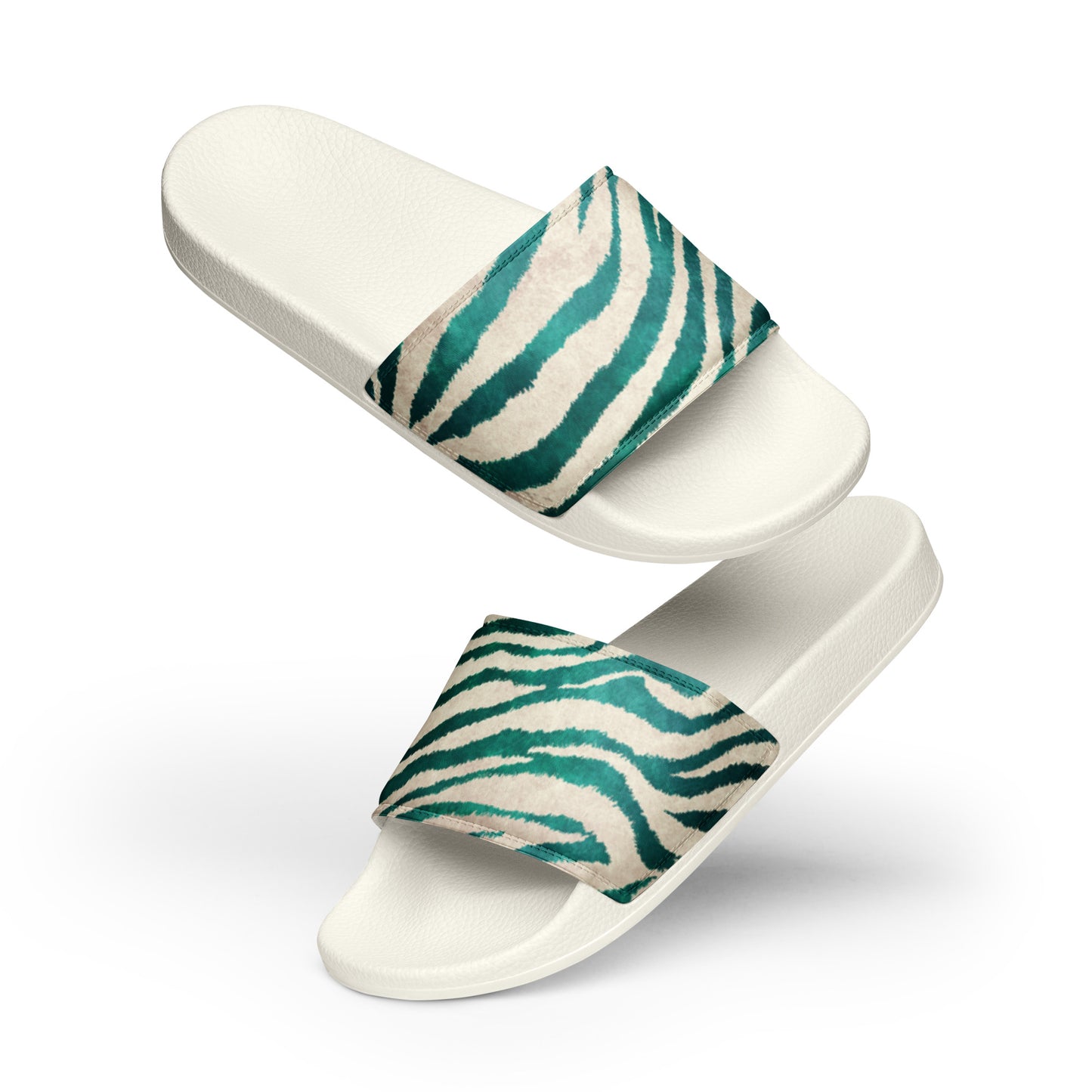 Luxe Soulstar Women's Teal Zebra Print Slides
