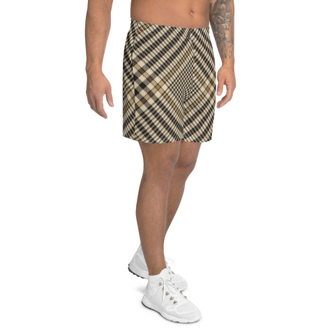 Men's Tan Plaid Long Shorts