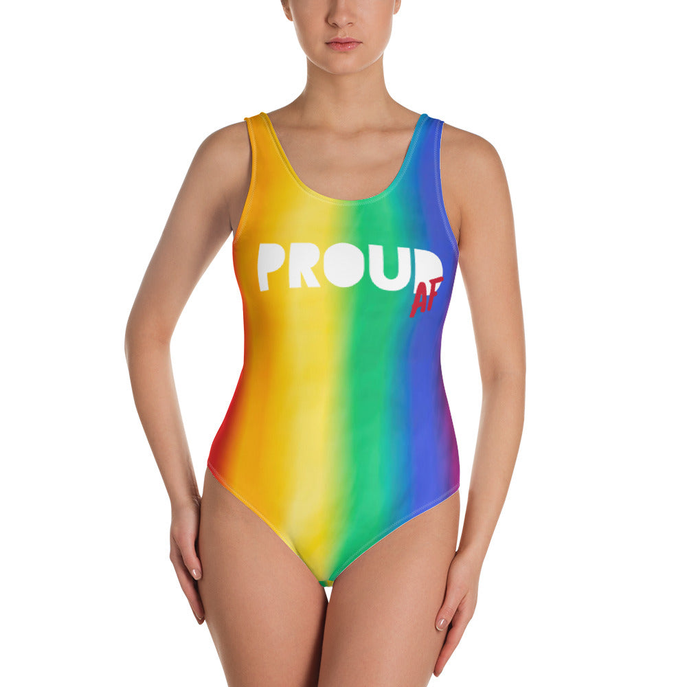 Proud AF Rainbow One-Piece Swimsuit
