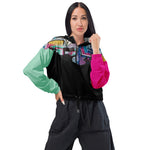 Soulstar 1984 Women’s Colorblock Graffiti Cropped Windbreaker