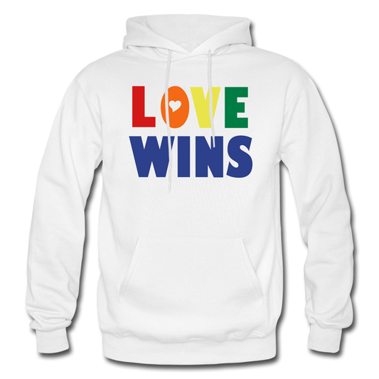 LOVE WINS Heavy Blend Adult Hoodie - white