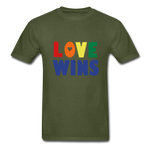 LOVE WINS Adult T-Shirt - military green