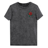 Single Rose Embroidered Denim Unisex T-Shirt