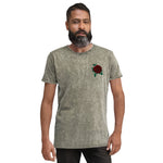 Single Rose Embroidered Denim Unisex T-Shirt