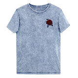 Single Rose Embroidered Denim Unisex T-Shirt