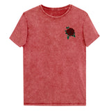 Single Rose Embroidered Denim Unisex T-Shirt