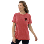 Single Rose Embroidered Denim Unisex T-Shirt