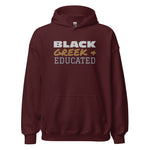 Black, Greek & Educated Embroidered Unisex Hoodie